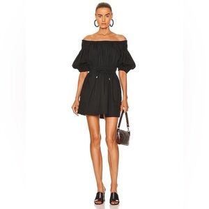 A.L.C. Maya Black Mini Dress Cotton Off Shoulder | Size 2